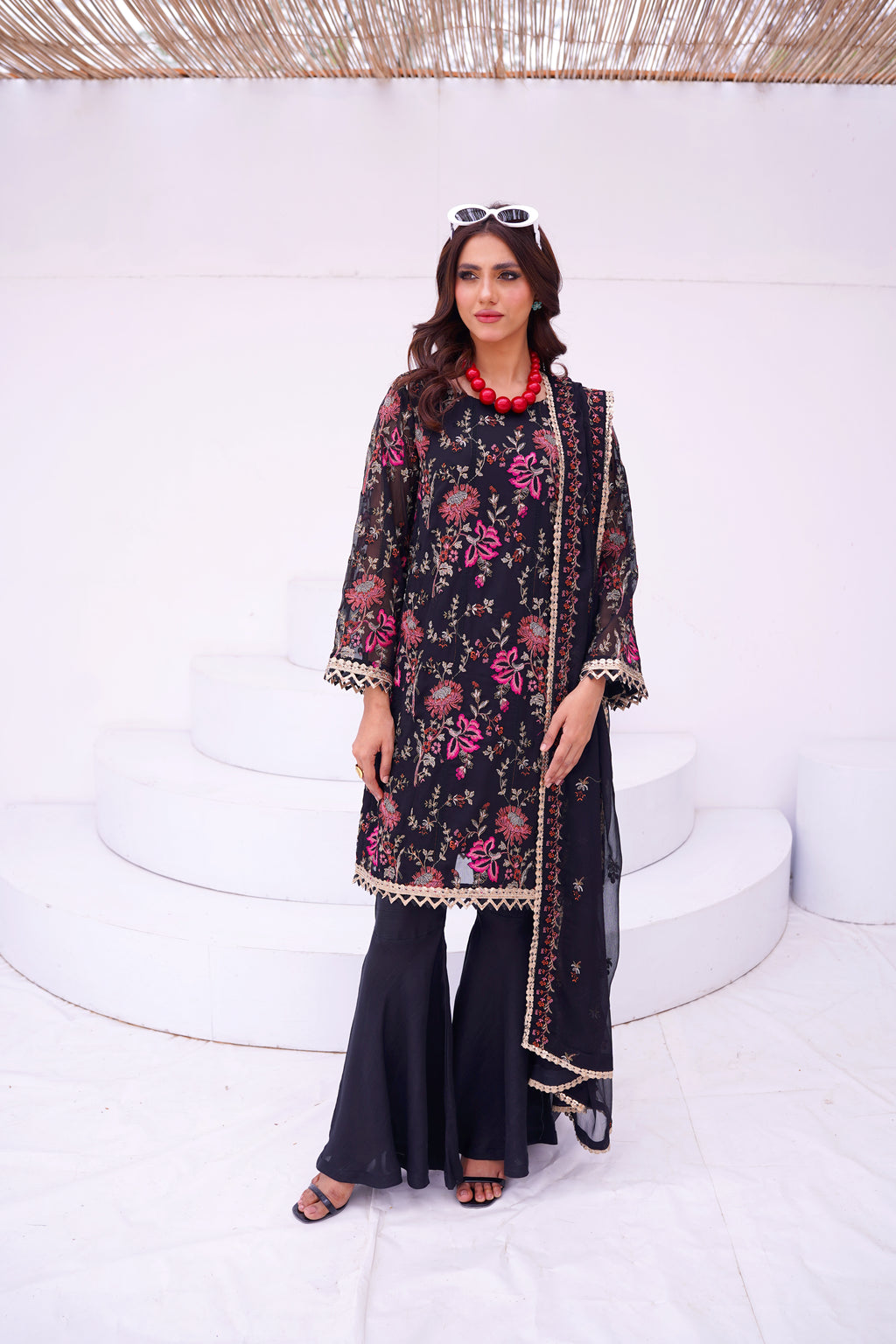 Black Floral Chiffon