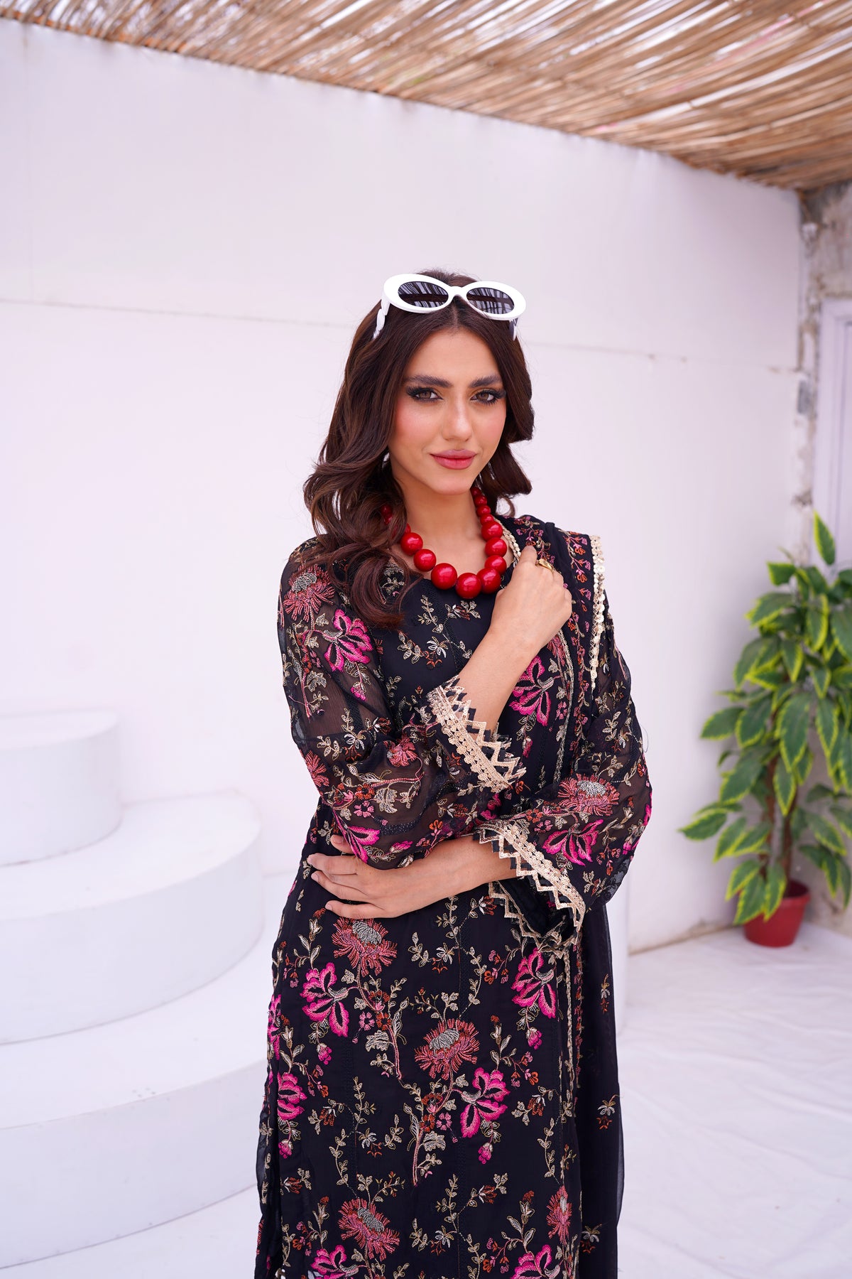 Black Floral Chiffon