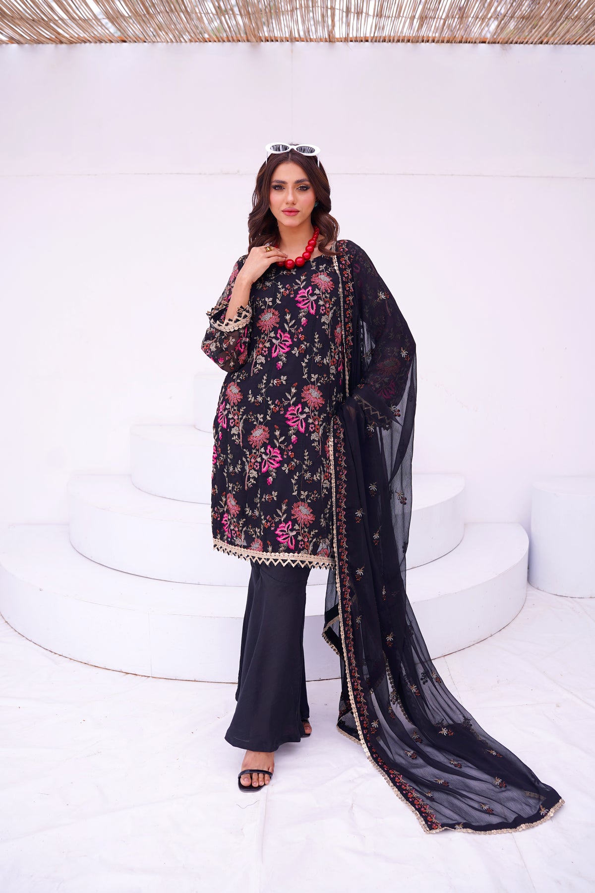 Black Floral Chiffon