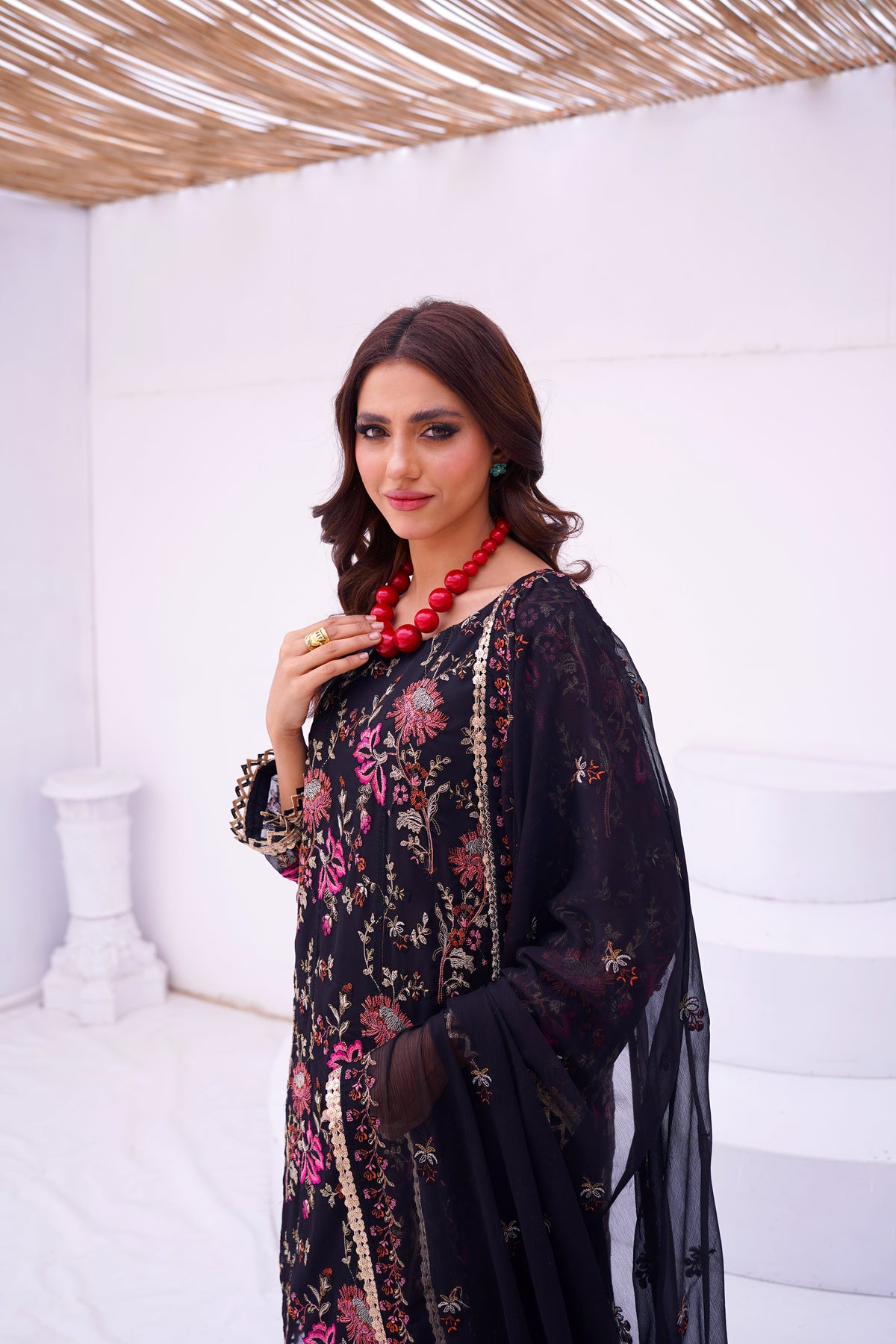 Black Floral Chiffon