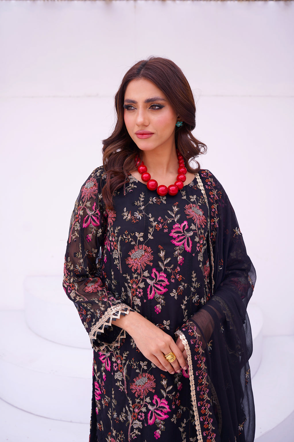 Black Floral Chiffon