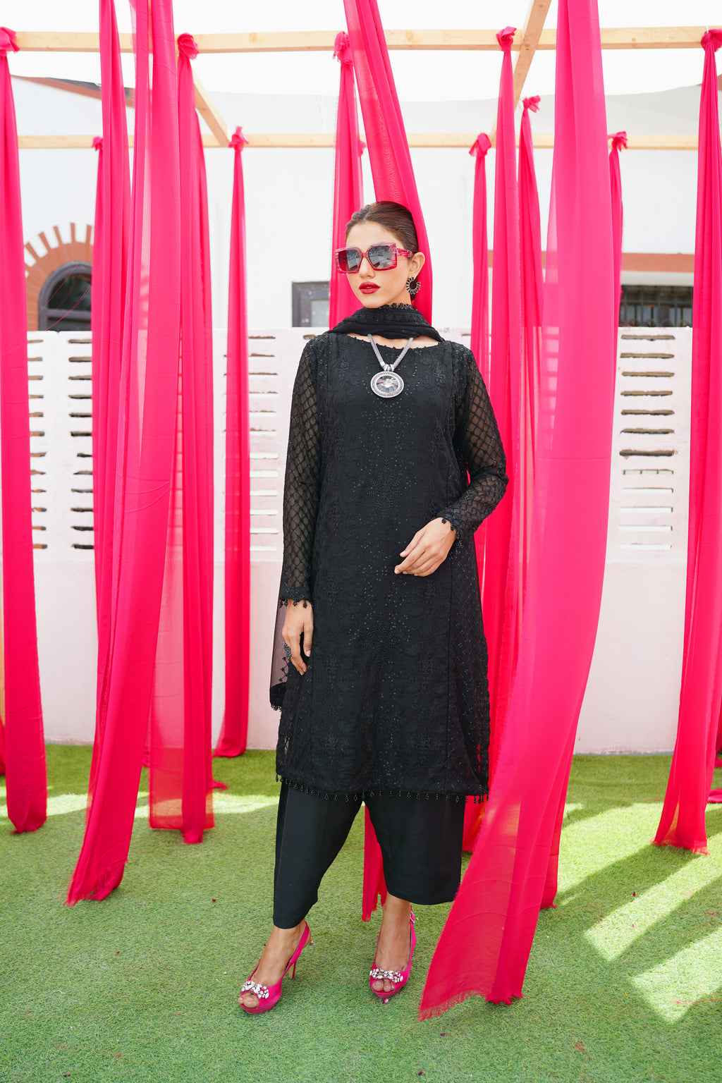 Black Embroidered Chiffon