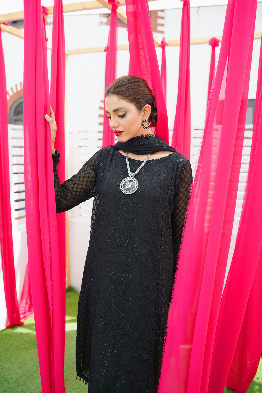 Black Embroidered Chiffon