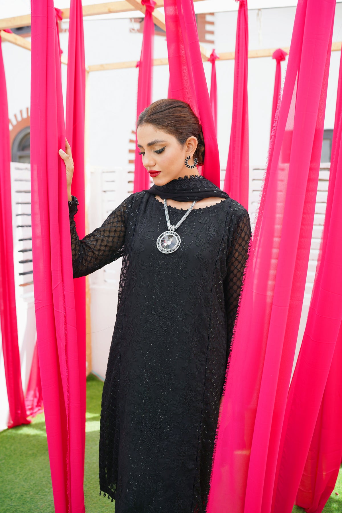 Black Embroidered Chiffon