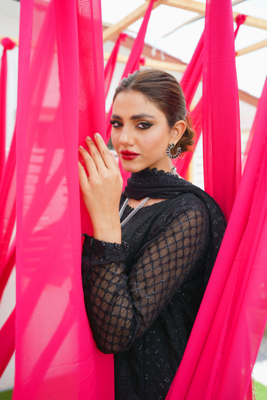 Black Embroidered Chiffon