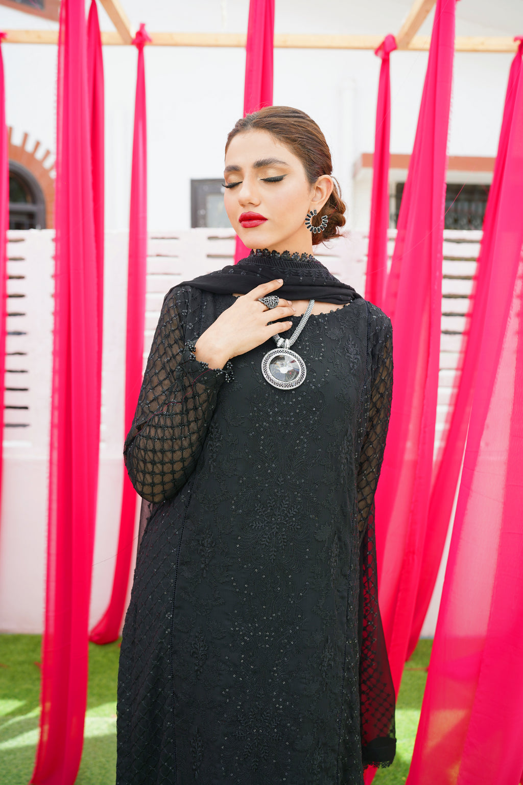 Black Embroidered Chiffon