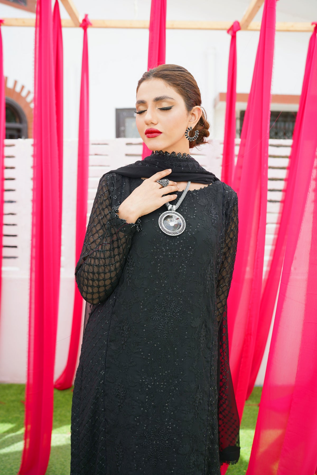Black Embroidered Chiffon