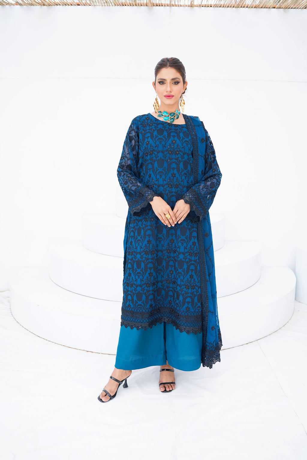 Teal Blue Chiffon