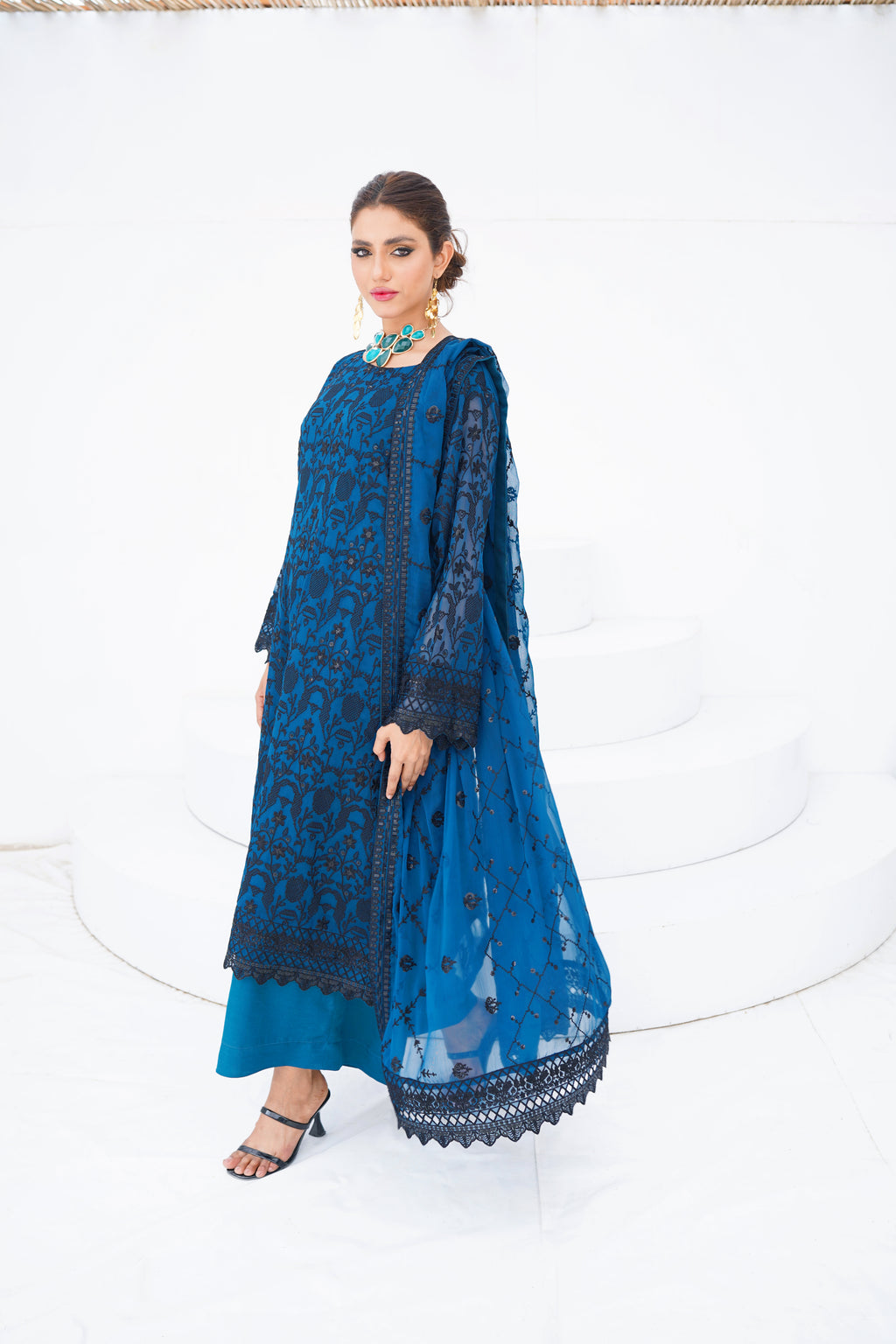 Teal Blue Chiffon