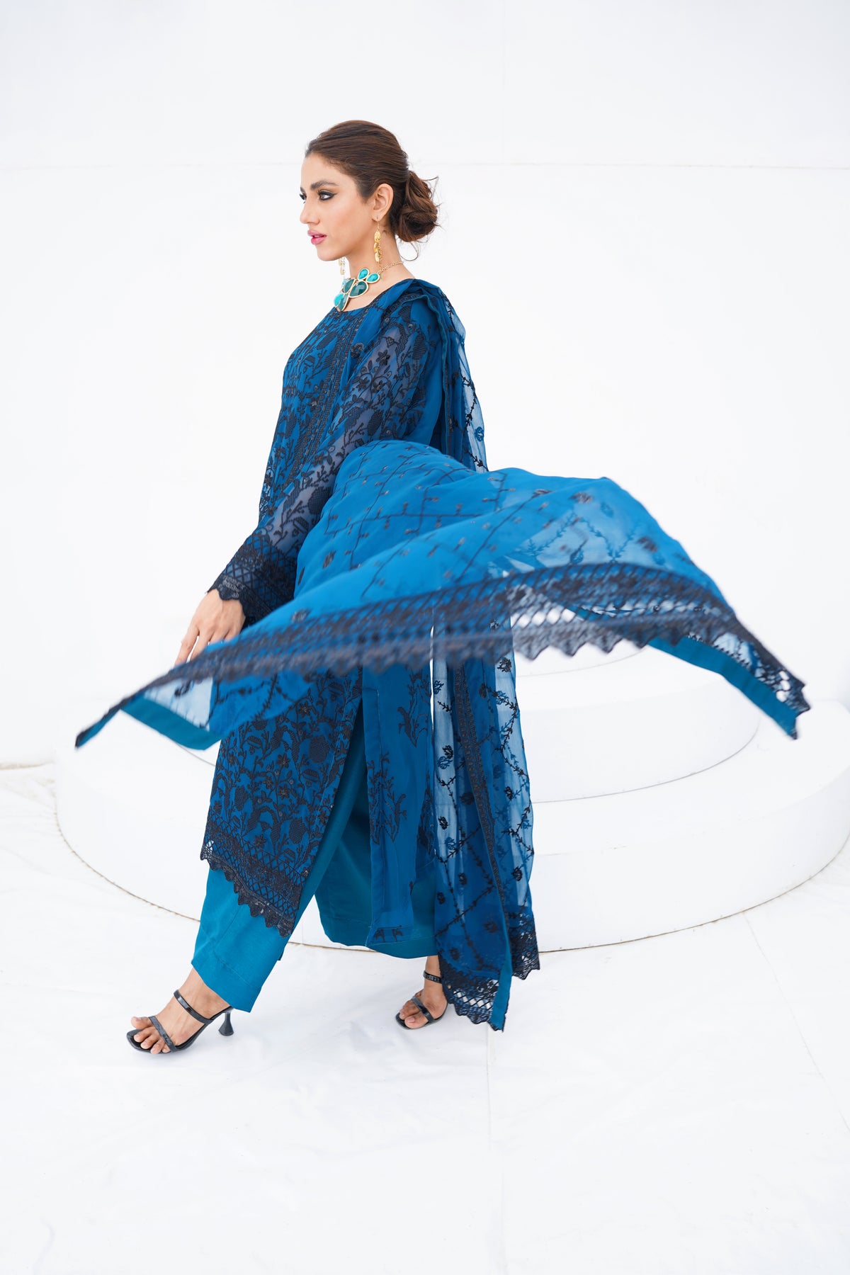 Teal Blue Chiffon