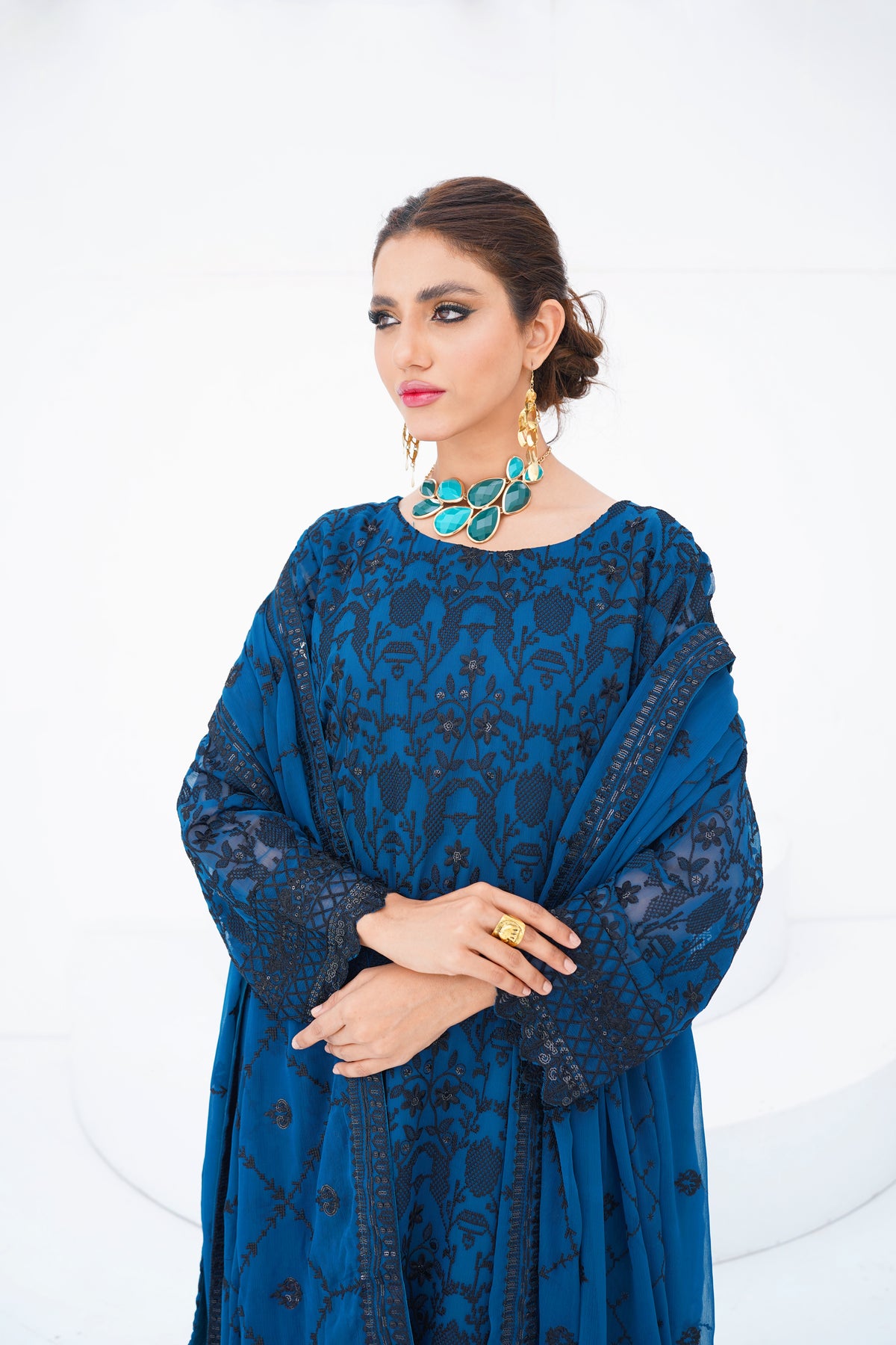 Teal Blue Chiffon