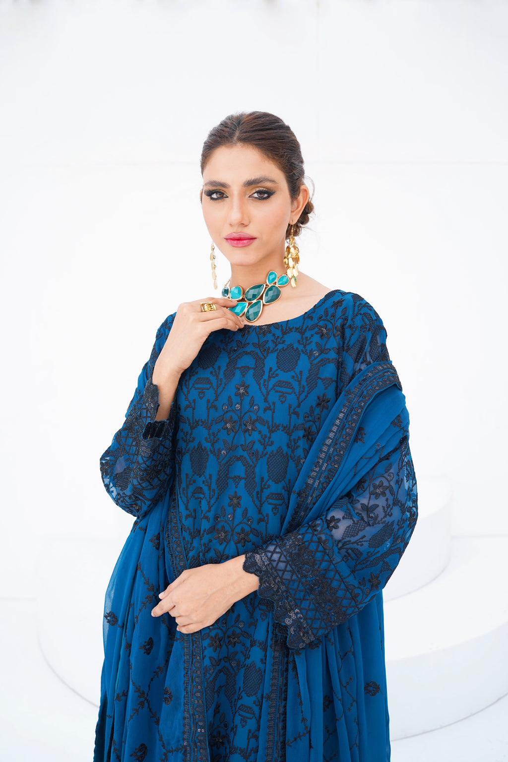 Teal Blue Chiffon