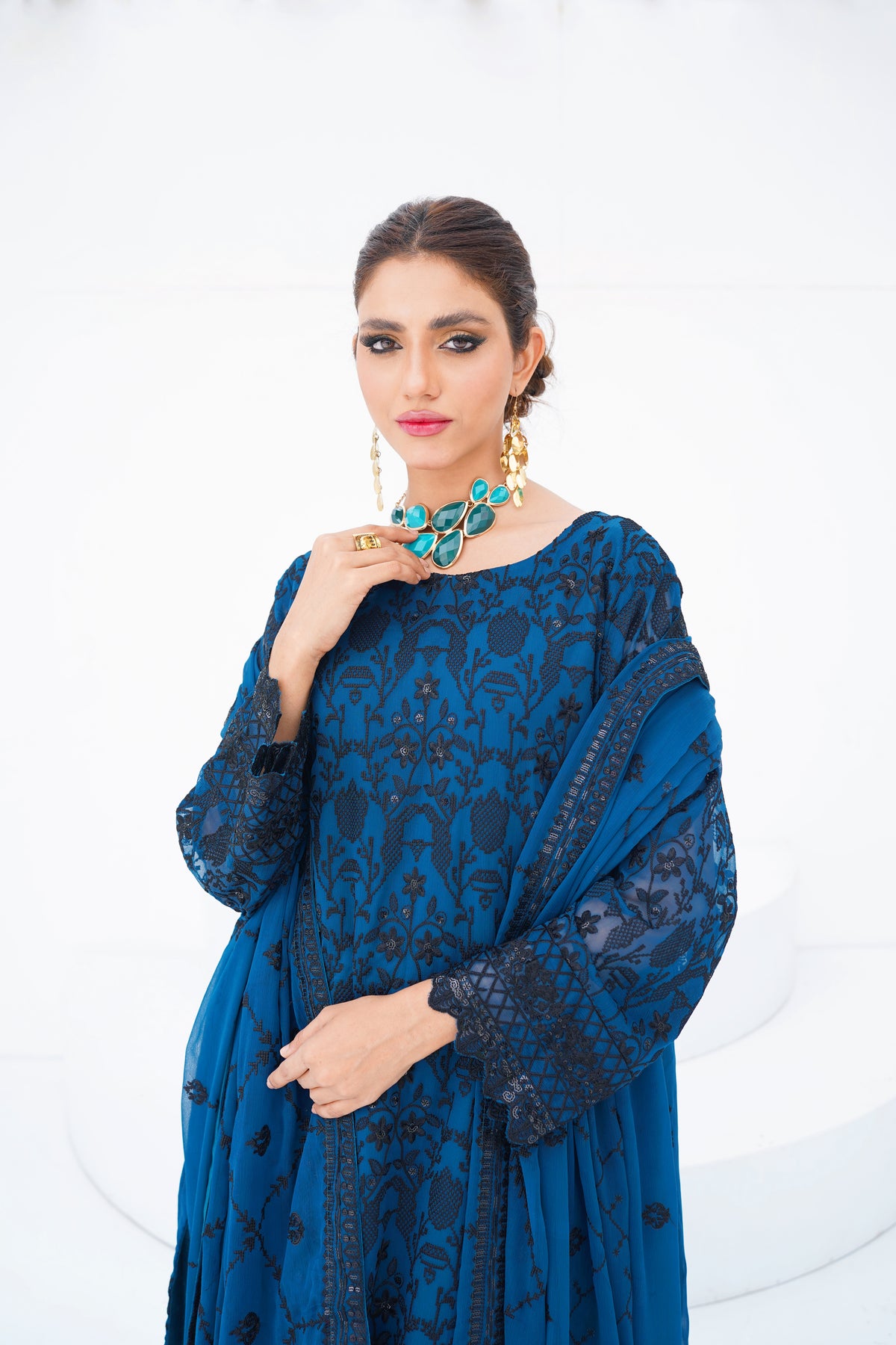 Teal Blue Chiffon