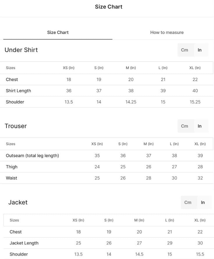 Size guide